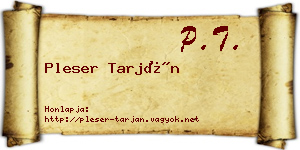 Pleser Tarján névjegykártya